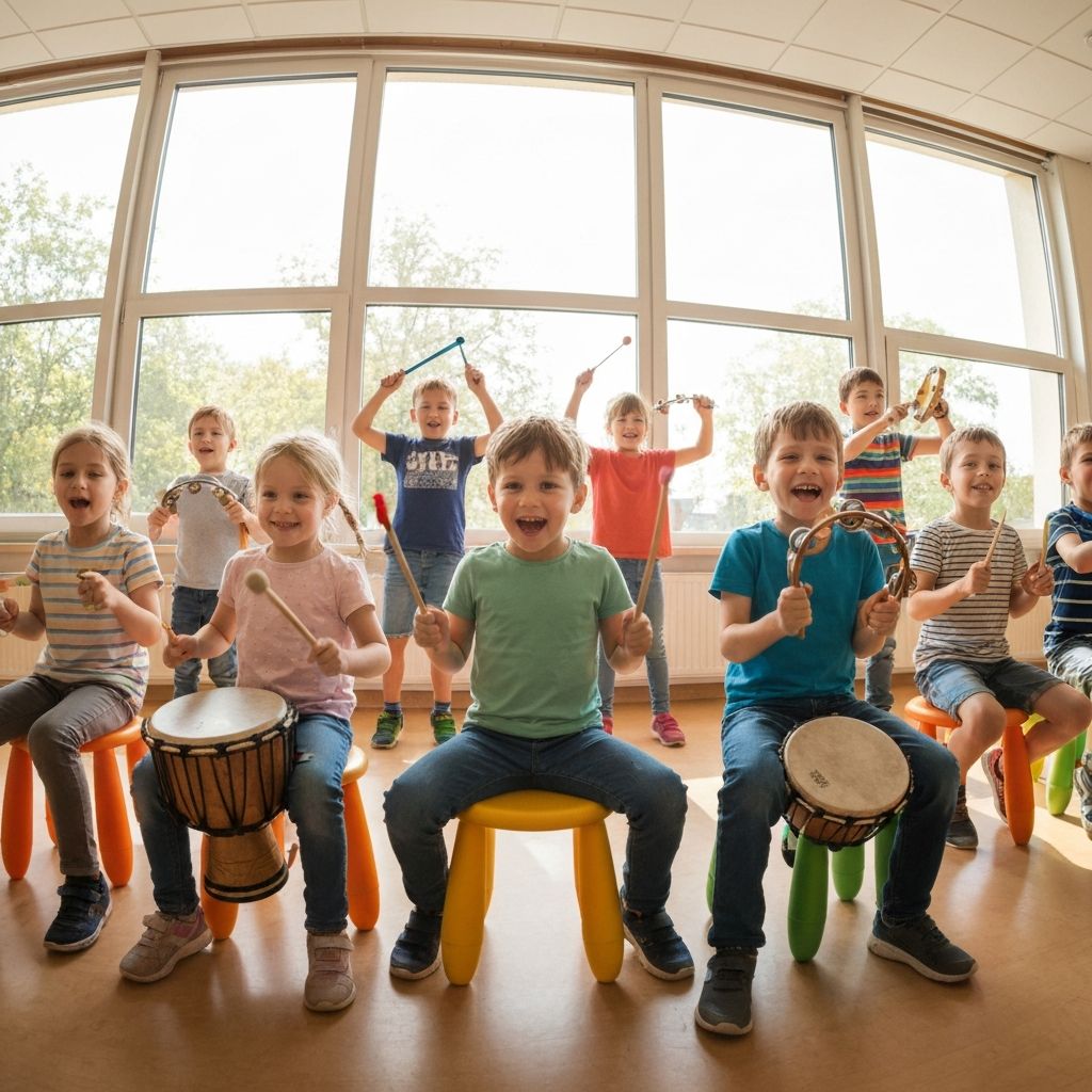 Music class with instruments